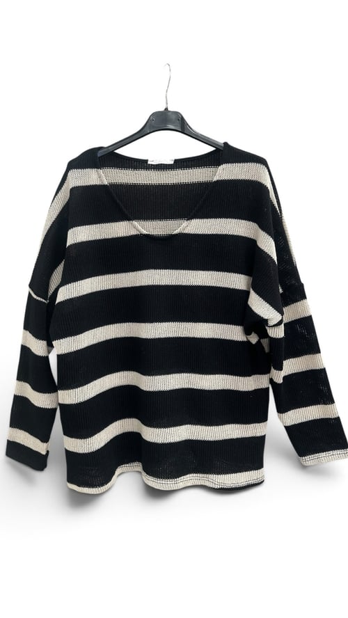 Esther Cotton blouse. Black stripes. Onesize 36-44. (2)