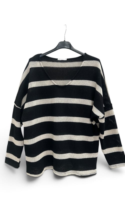 Esther Cotton blouse. Chokolate stripes. Onesize 36-44. (2)