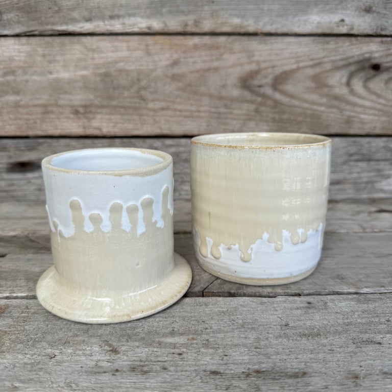 Smørklokke hvid beige billede 3