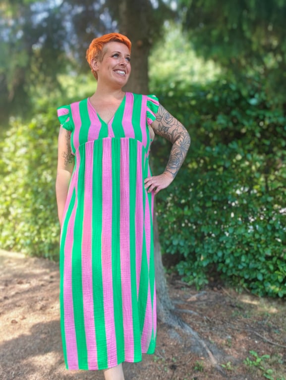 Julie Kjole Lyserød/Grøn