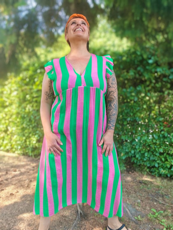 Julie Kjole Lyserød/Grøn billede 4