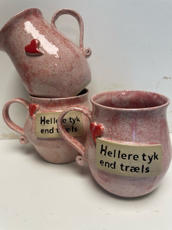 Keramik krus med tekst - Hellere tyk end træls billede 2