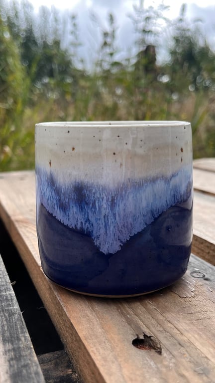 Blå far kop. 350 ml. H: 8,5 cm billede 2