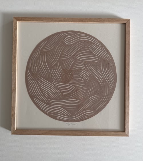 30x30cm, papercut, nougat, indrammet 