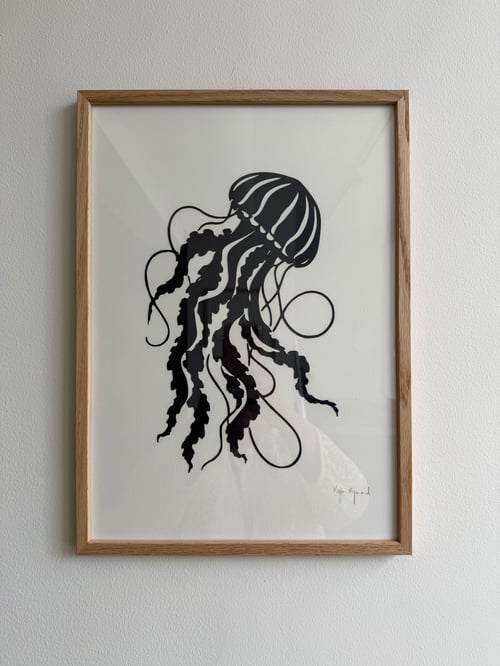 A3, papercut, midnatsblå, indrammet 