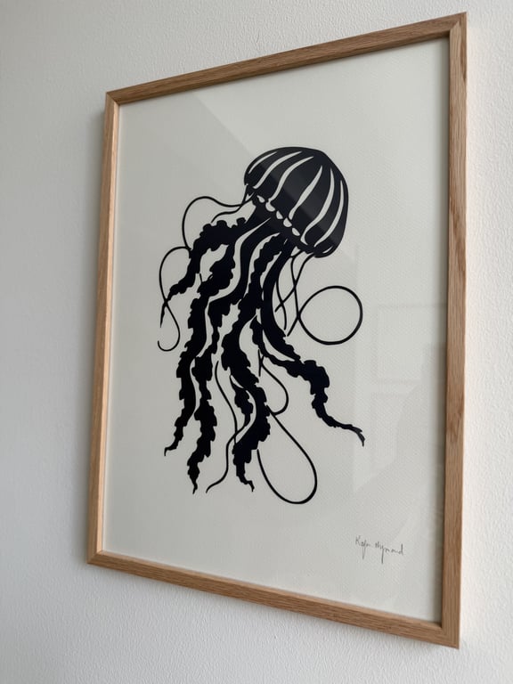 A3, papercut, midnatsblå, indrammet  billede 2