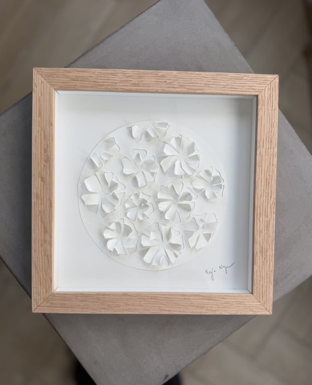 20x20cm, “Sakura”, 3D papercut, indrammet 