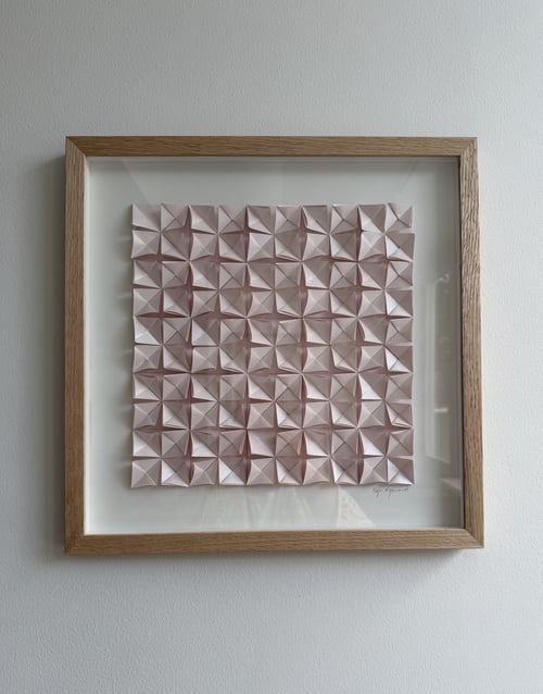 40x40cm, folde værk, rosa, indrammet  (1)