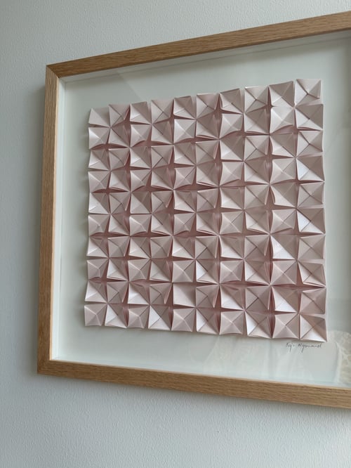 40x40cm, folde værk, rosa, indrammet  (2)