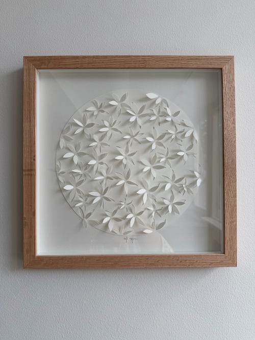 30x30cm, 3D papercut, indrammet 