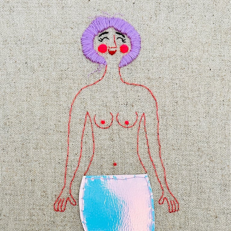 Havfrue – regnbue – broderi 30 x 40 cm billede 2