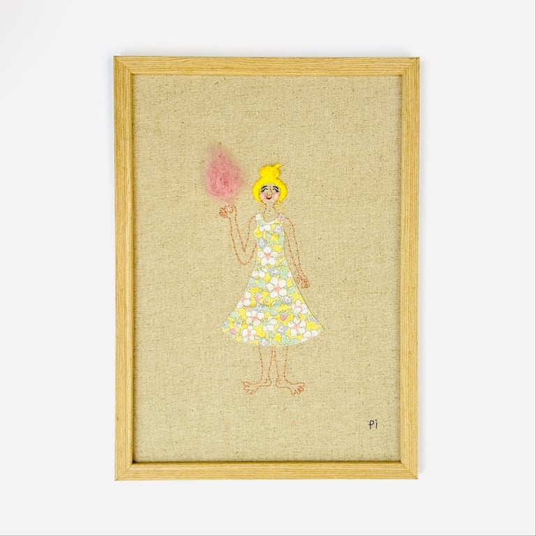 Candyfloss – rosa – broderi 21 x 30 cm 