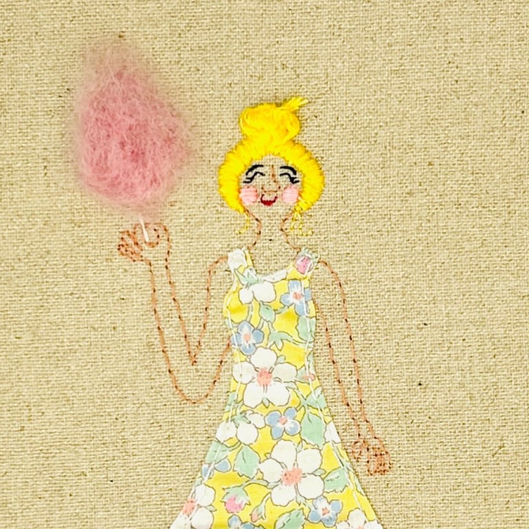Candyfloss – rosa – broderi 21 x 30 cm  billede 2