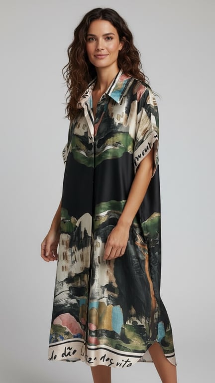 Sue viscose dress. Black/green. Onesize 38-48.