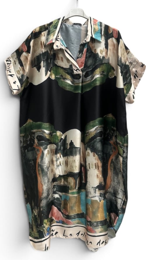 Sue viscose dress. Black/green. Onesize 38-48. (2)