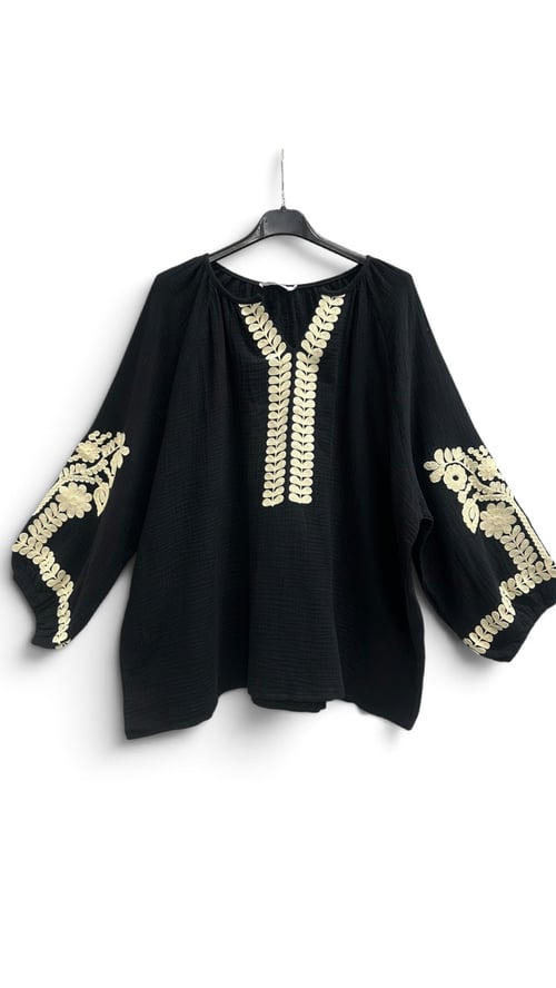 Mynte cotton blouse, Black. Onesize 36-44. (2)