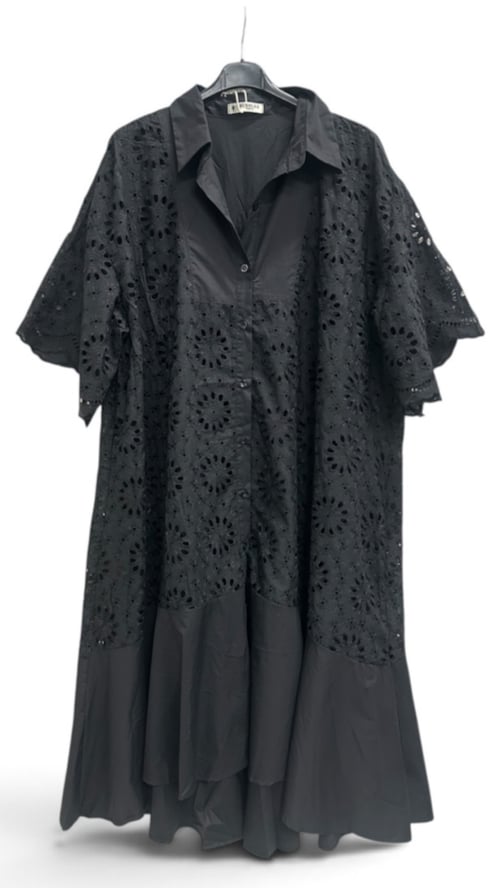 Lea cotton dress, Black. Onesize 38-48. (2)