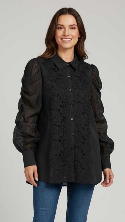 Irma cotton shirt. Black. Onesize 36-46. (1)