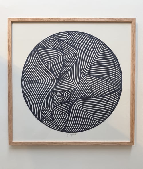 40x40cm, papercut, marineblå, indrammet 