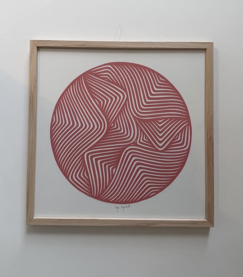 30x30cm, papercut, hindbær, indrammet  (2)