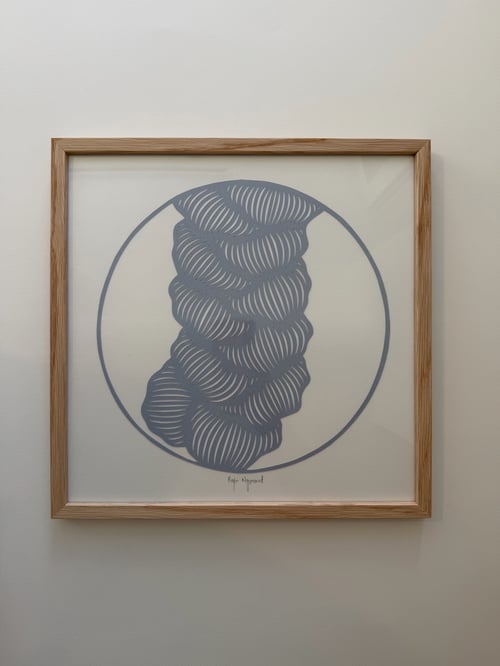 30x30cm, papercut, stålblå, indrammet 