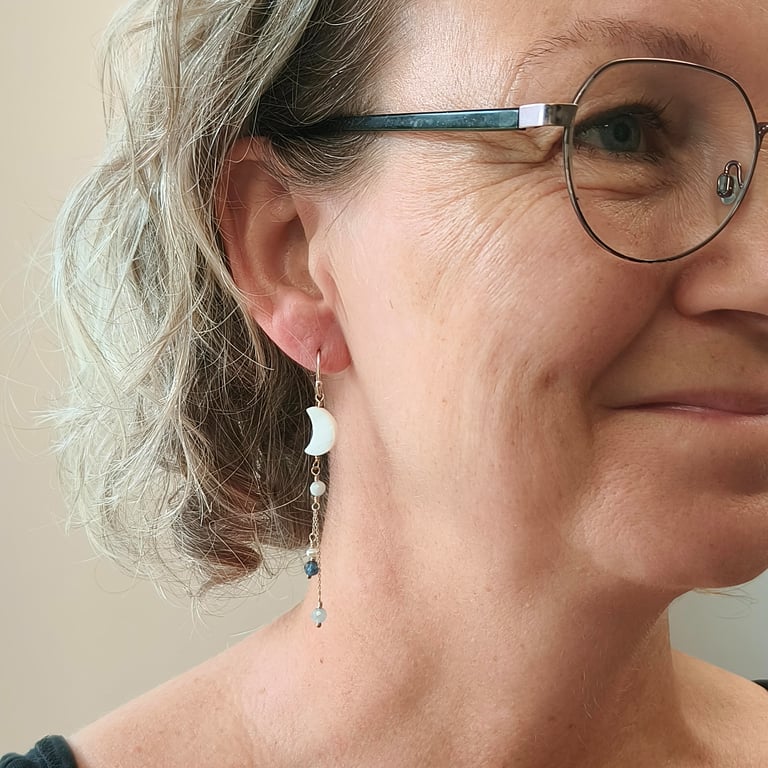 Den blå måne øreringe billede 4