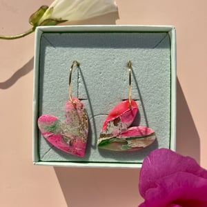 Pink/grøn hjerte med forgyldt sølv – produktbillede