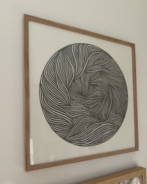 40x40cm, papercut, stengrå, indrammet  (2)