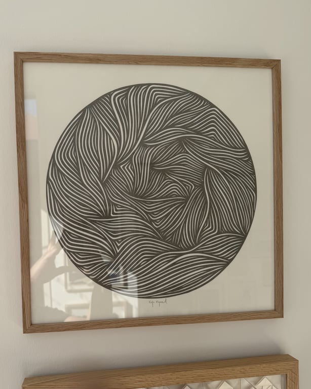 40x40cm, papercut, stengrå, indrammet  billede 3