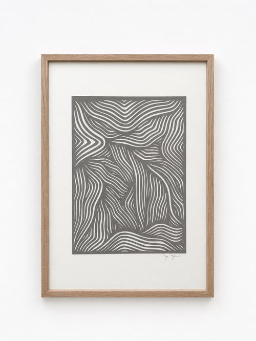 A3, papercut, stengrå, indrammet 