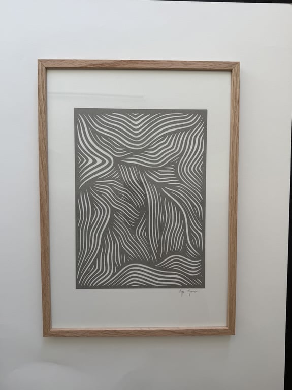 A3, papercut, stengrå, indrammet  billede 2