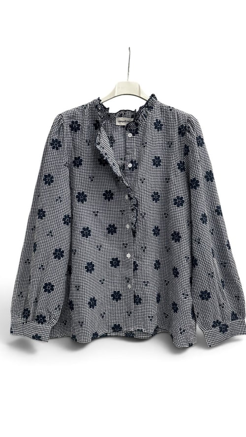 Gina cotton shirt, Navy tern w flowers. Findes i str 38-44 (2)