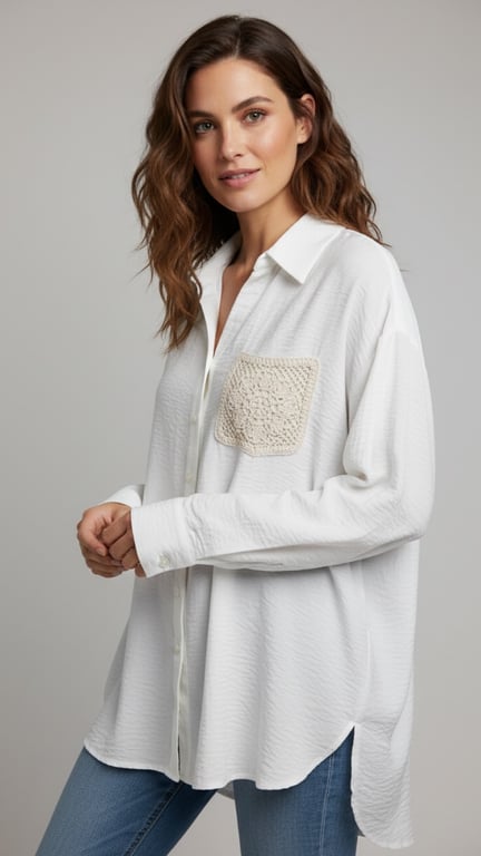 Kelly Viscose shirt, Creme, Onesize 36-46