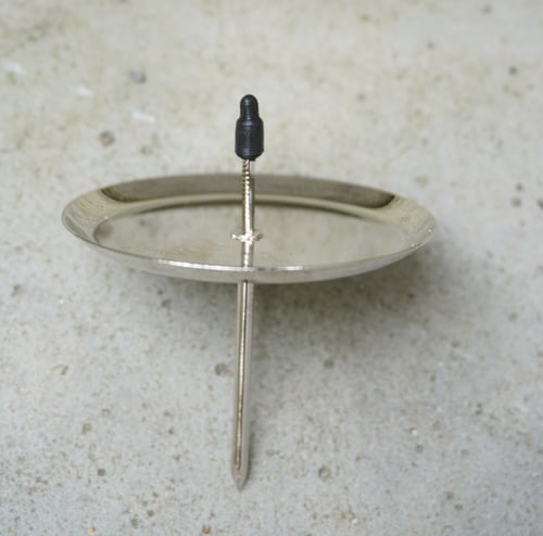 Bloklysholder i sølv metal 6D x 7H cm