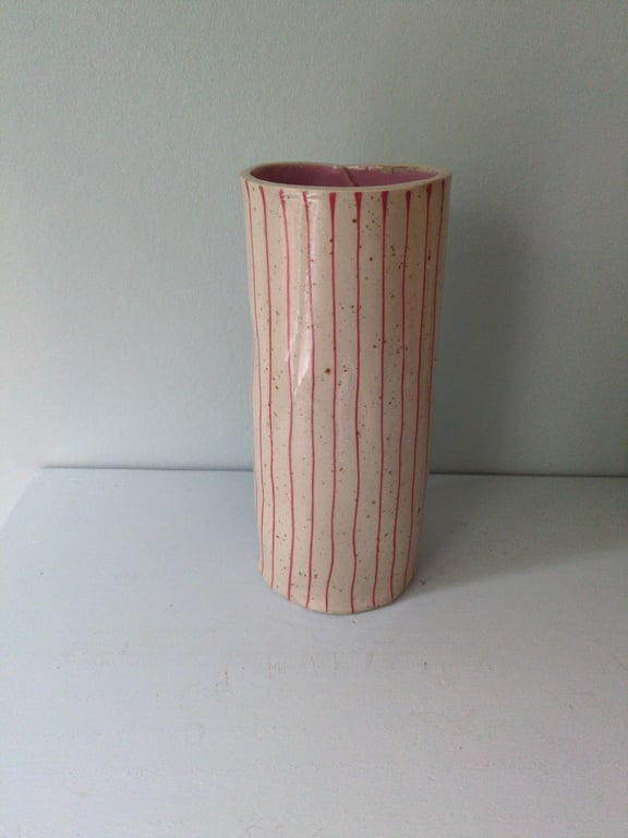 vase pink med røde striber  billede 2