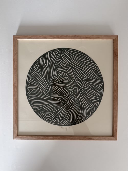 30x30cm, papercut, skovgrøn, indrammet 