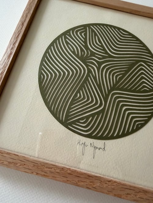 20x20cm, papercut, oliven, indrammet  (2)
