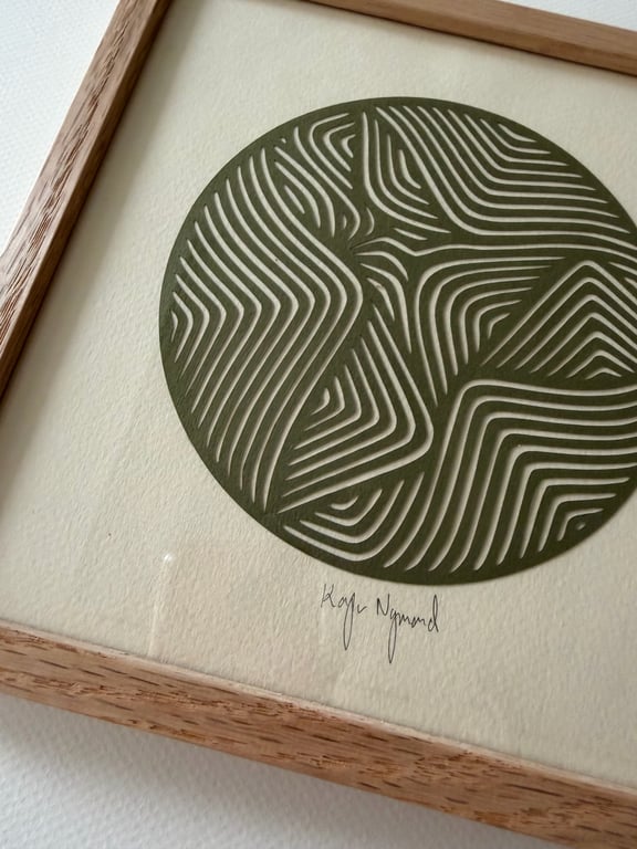20x20cm, papercut, oliven, indrammet  billede 2