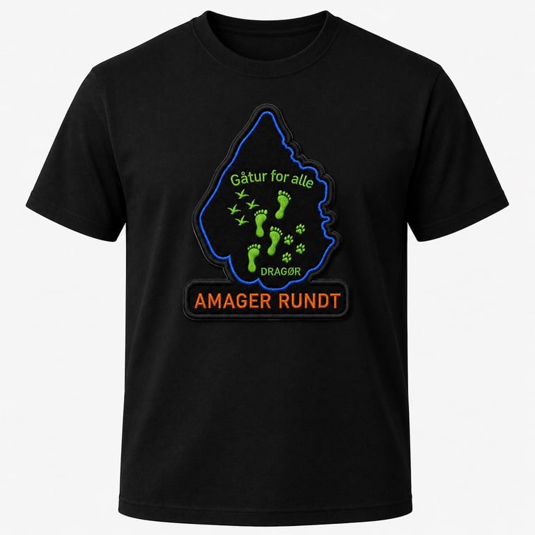 T-shirts sort Amager rundt/Gåtur for alle Dragør