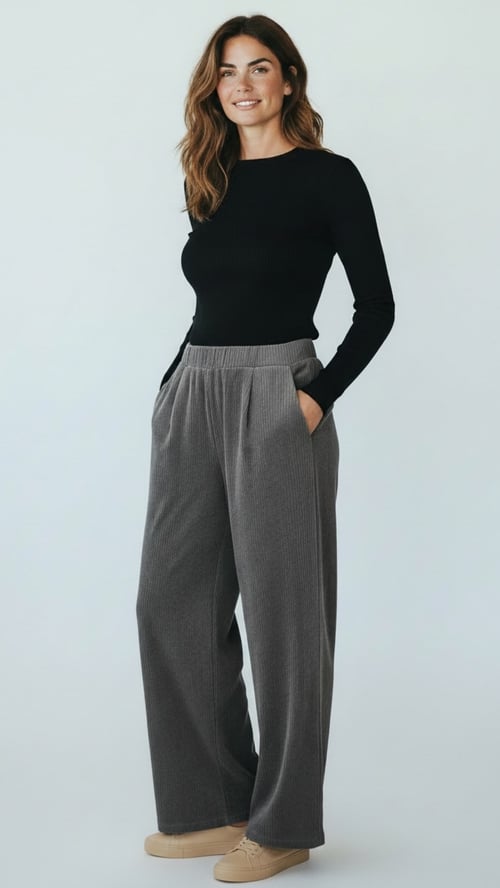 Sofie basic wide pants, Grey. Onesize 36-46 (2)