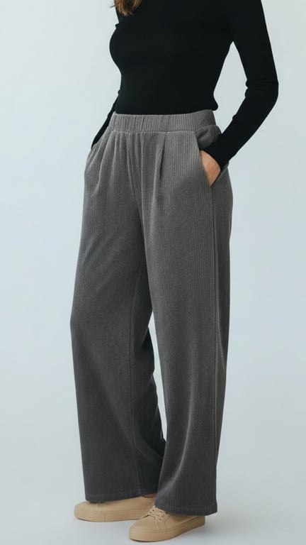 Sofie basic wide pants, Grey. Onesize 36-46
