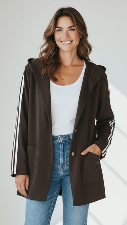Otilia viscose blazer, Chokolate. Onesize str. 38-48.
