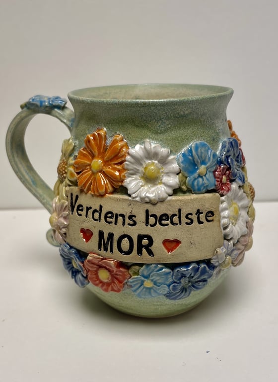 Keramik krus med tekst - Verdens bedste mor billede 2