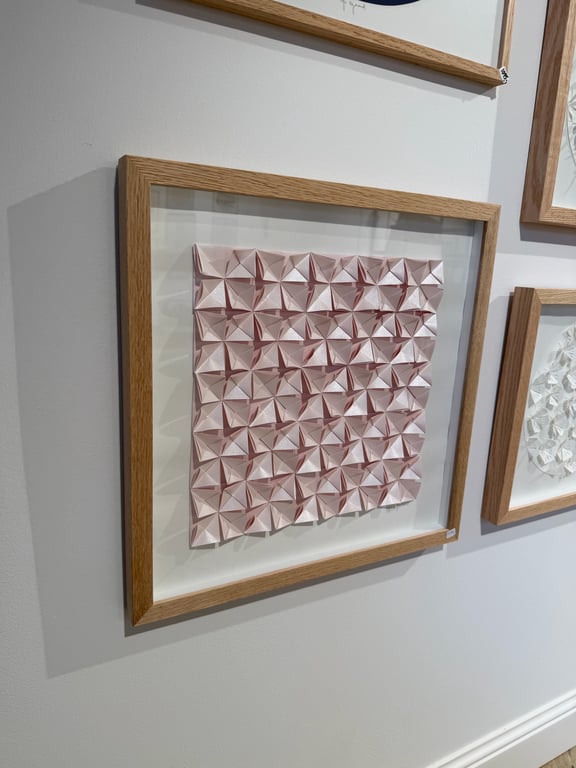 40x40cm, folde værk, rosa, indrammet  billede 2