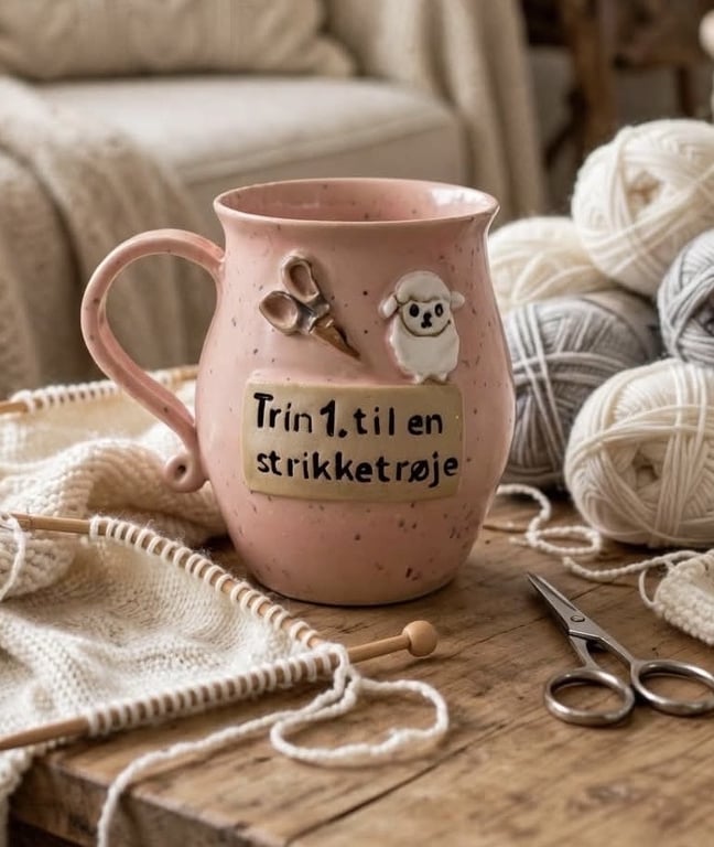 Keramik krus med tekst - Trin 1. til en strikketrøje