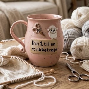 Keramik krus med tekst - Trin 1. til en strikketrøje – produktbillede