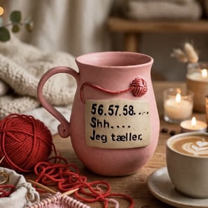Keramik krus med tekst - 56.57.58.. Shh jeg tæller – produktbillede