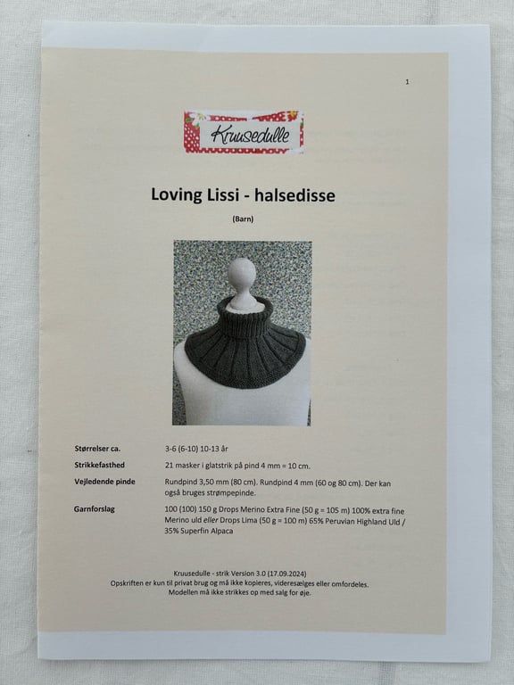 Printet opskrift: Loving Lissi Halsedisse (junior) billede 3