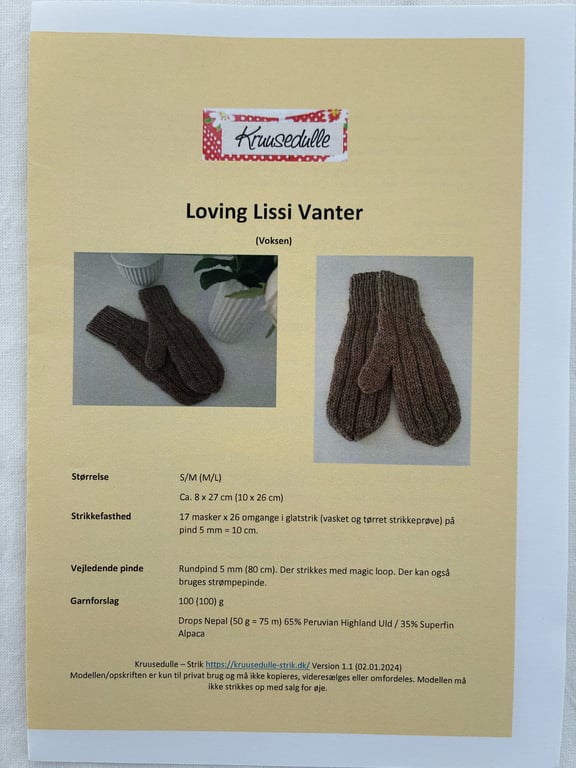 Printet opskrift: Loving Lissi Vanter  billede 5