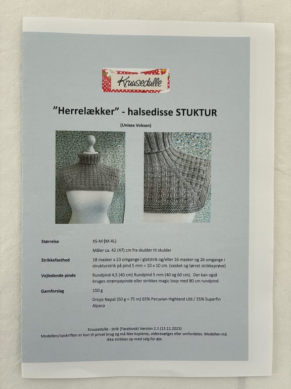 Printet opskrift: Herrelækker Halsedisse STRUKTUR  (voksen) billede 3